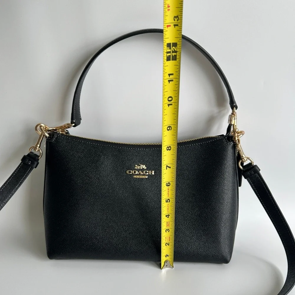 Coach Clara Black Crossgrain Leather Shoulder Bag CE584 NWT